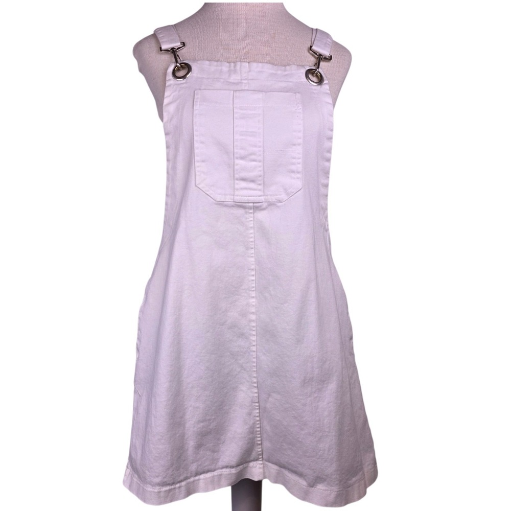 Hot Kiss Overall Bib Dress Juniors 9 White Chest Pocket Y2K Retro Grunge‎ Cute
